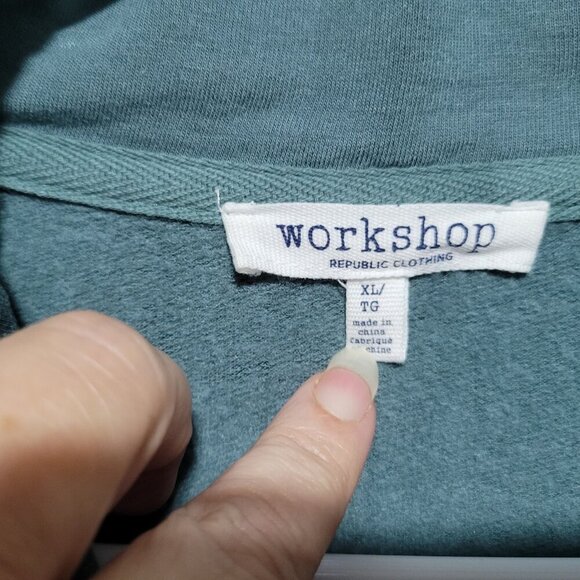 Workshop Republic Clothing Pullover XL Womens 1/4 Zip Sweatshirt Green Soft Cozy - Picture 3 of 3